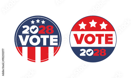 Vote 2028. Presidential Election 2028 in United States. Vote day, November 7. US Election. Patriotic american element. Poster, card, banner and background. Vector illustration
