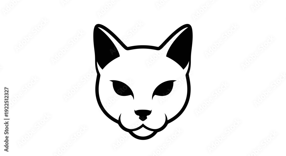 Obraz premium Simple Black and White Cat Illustration.