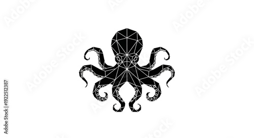 Geometric Octopus Illustration with Eight Tentacles.