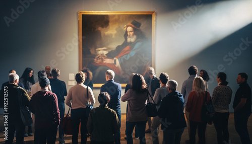 Wallpaper Mural Group of people viewing a large classical painting in a gallery. Torontodigital.ca