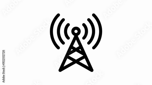 Communication Tower Icon: A minimalist icon of a communication tower, radiating signals, representing connectivity and broadcasting. 