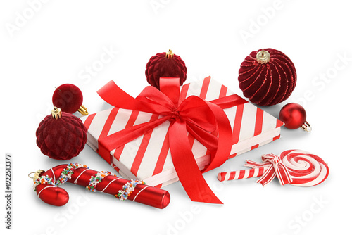 Book tied with red ribbon a...