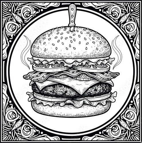 hand drawn vector illustration of a burger clip art