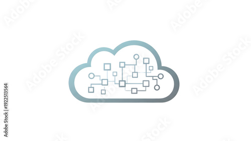 Cloud Network Icon SVG Vector – Digital Cloud Computing and Data Connection Symbol Isolated on Transparent Background for Technology, Server, and Business Design