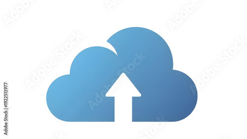 Cloud Upload Icon SVG Vector – Modern Blue Cloud Storage Symbol Isolated on Transparent Background for Data Backup, Technology, and Web Design
