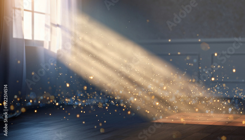 Sunlight streaming through window with dust particles floating in the air.