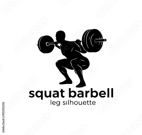 Athlete performing squat exercise with barbell weight