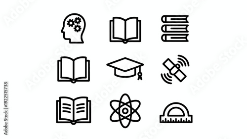 Knowledge Icons: A collection of meticulously crafted, minimalistic icons representing the essence of learning, education, and the pursuit of knowledge.