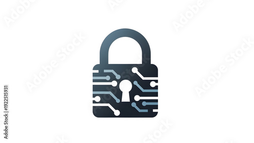 
Digital Padlock with Circuit Board Pattern Icon on White Background for Cyber Security and Data Protection Concept Use