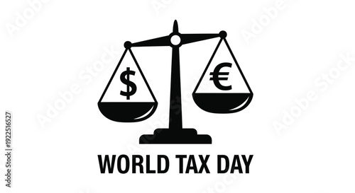 Financial balance between dollar and euro represented on scales silhouette