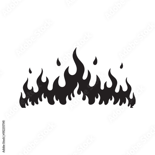 Black Fire Silhouette Border Design - Abstract Flame Background Illustration
