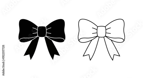 Elegant black and white ribbon bow tie designs vector illustration Vector