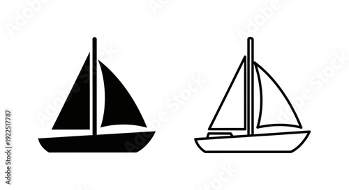 Two sailboats illustration: minimalist black and white design for marine and nautical themes Vector