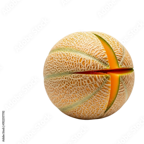 Cantaloupe melon cut in half On Transparent Background