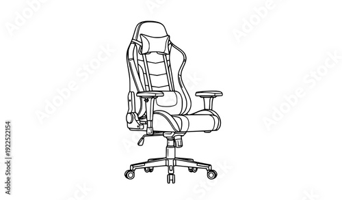 Gaming Chair Line Art Vector Icon Ergonomic Esports Seating Illustration