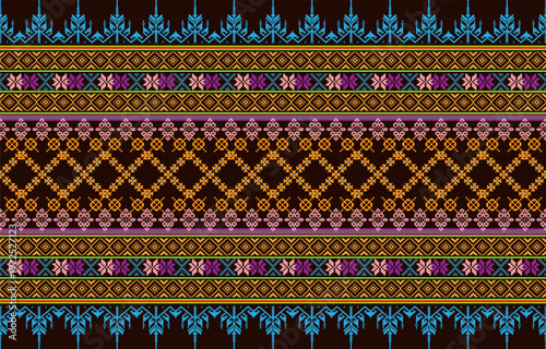 Seamless Textures with ethnic patterns. Navajo geometric abstract print. Decorative decoration with a rustic feel. The design is inspired by Native Americans. Colors are black and white.