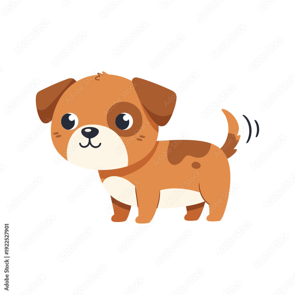 Obraz premium Cute cartoon puppy with big eyes and a wagging tail.