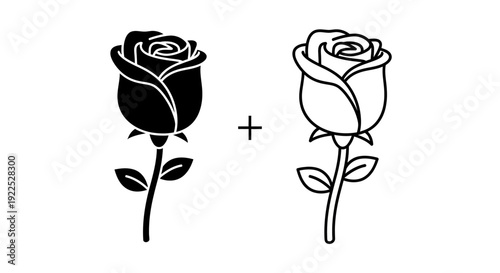 Two roses black and white vector illustration Vector