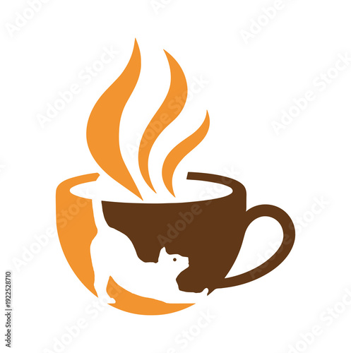 cat cafe logo design template