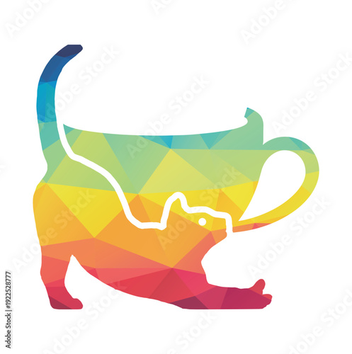 cat cafe logo design template