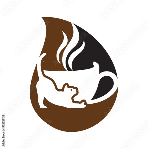 cat cafe logo design template