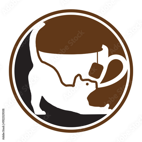 cat cafe logo design template