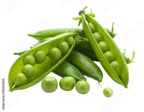 Fresh green peas in pods healthy and nutritious food.
