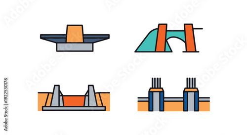 Bridge Abutment Line soft elegant tone illustration