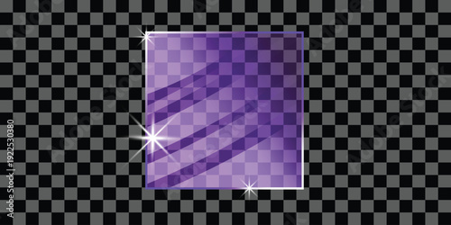 A purple rectangle with diagonal lines and sparkles on a transparent background silhouette