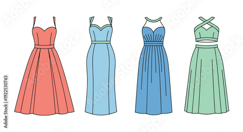 Bridesmaid Dress minimal abstract art vector