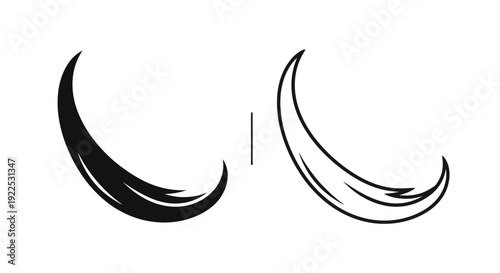 Minimalist black and white crescent moon design on white background Vector