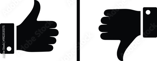 Thumbs Up and Thumbs Down Vector Icons Isolated on White Background for Feedback and Rating Design