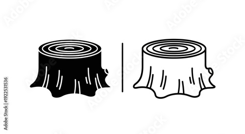 Stump, tree, cut, nature, wood, log, bark, growth, rings, trunk, forest, organic, natural, earth, root, ground Vector