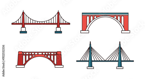 Bridge Line art abstract digital color vector