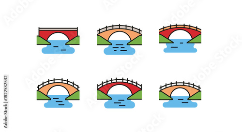 Bridge over Lake clean color concept illustration