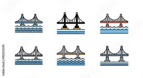 Bridge over Ocean abstract bold color illustration