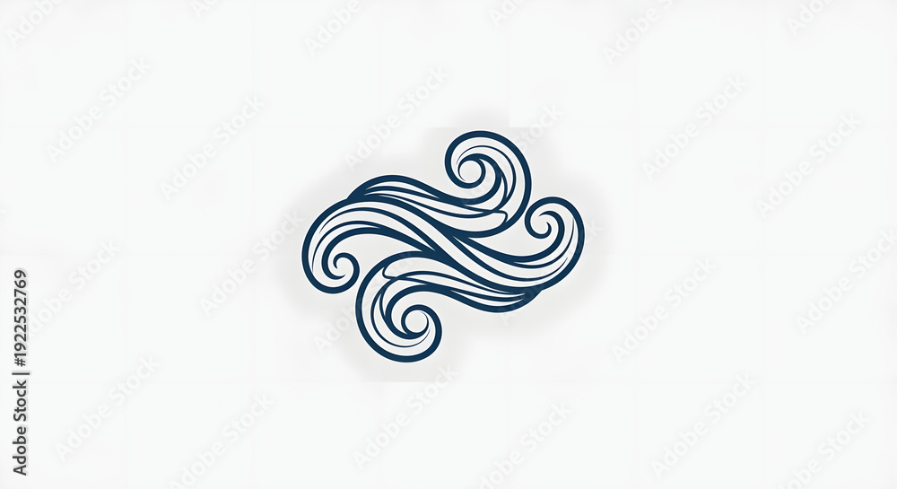 Obraz premium Elegant swirling wave design element in dark blue
