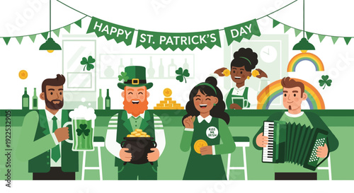 St Patricks Day Celebration with People.