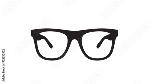 Minimalist black eyeglasses icon in bold frame illustration for design.