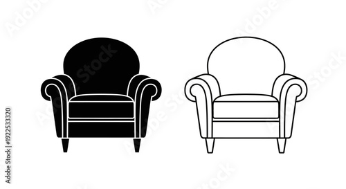 Black and white armchair, vintage style, modern design, elegant furniture, luxurious Vector