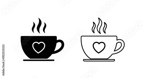 Coffee cup love heart icon design Vector
