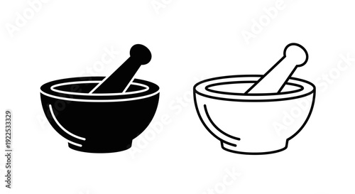 Mortar and pestle, pesto, spices, herbs, cooking, kitchen tools, grinding, mixing, culinary, food prep, traditional, stone, wood, mortar, pestle, grinding spices Vector