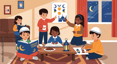 Children Reading and Learning Together.