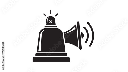 Icon of a warning siren beacon with alarm in a bold black silhouette for emergency signaling and notification.