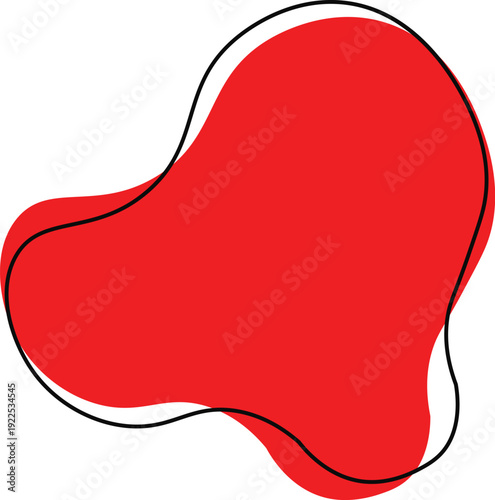 A red abstract shape on a white background