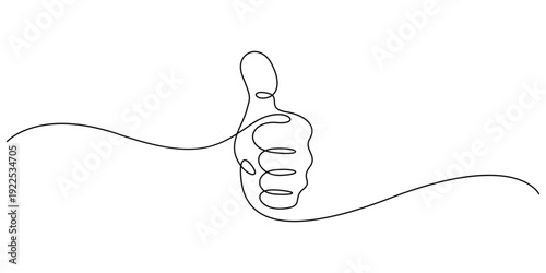 Continuous line drawing of a hand showing a thumbs-up gesture vector design 