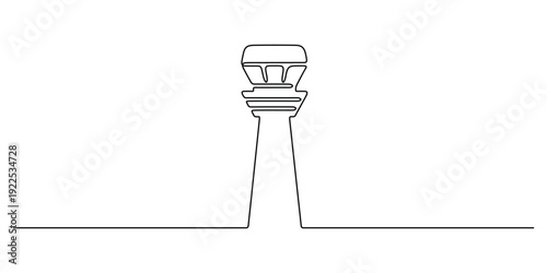 continuous line drawing of an airport air traffic control tower isolate vector illustration