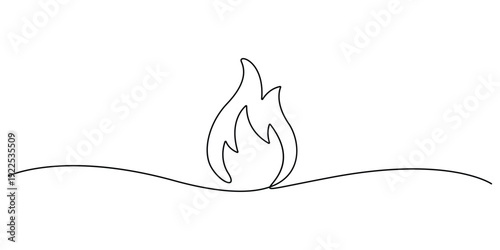 Continuous one line art drawing of a fire flame vector illustration 