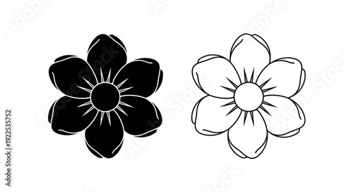 Black and white floral illustration for design and art projects Vector
