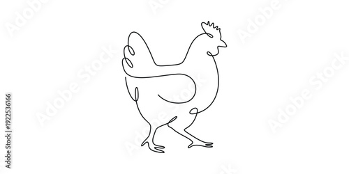 Minimalist continuous one-line drawing of a hen isolate vector design 